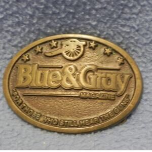 Rare Vintage Blue & Gray Civil War Magazine Brass Belt Buckle